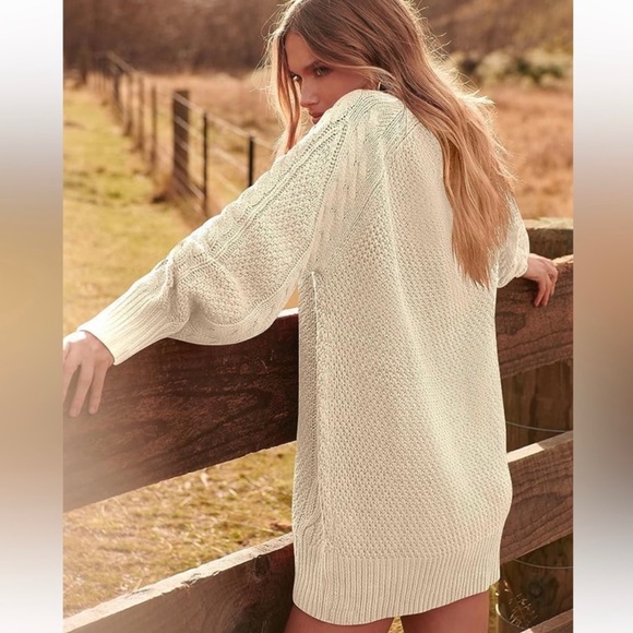 Anrabess Oversized Cable Knit Sweater Dress Women’s Small Chunky Knit Irish - Picture 4 of 12